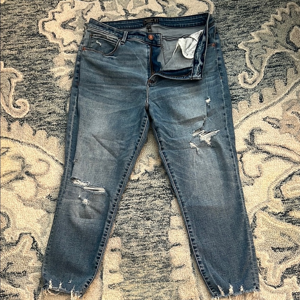 Abercrombie & Fitch Blue Skinny Jeans with Distressed Look